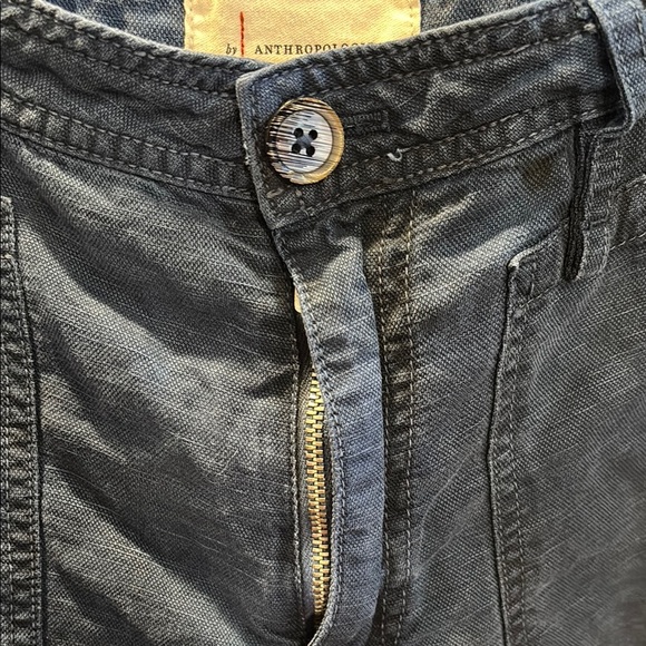Anthropologie Pants Womens 27 Blue Linen Blend Crop Balloon Leg High Rise Ankle - Picture 2 of 5